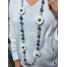 Sautoir FLOR Blanc Argent Gris - Francine BRAMLI Paris Collier