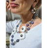 Sautoir FLOR Blanc Argent Gris - Francine BRAMLI Paris Collier