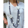 Sautoir FLOR Blanc Gris - Francine BRAMLI Paris Collier