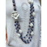 Sautoir FLOR Blanc Gris - Francine BRAMLI Paris Collier
