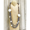 Sautoir FLOR Blanc Gris - Francine BRAMLI Paris Collier