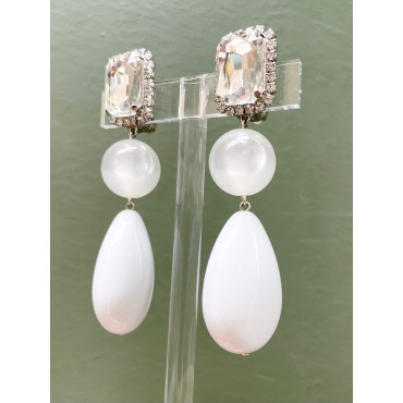 CUBA Longue Cabochon Cristal - Francine BRAMLI Paris
