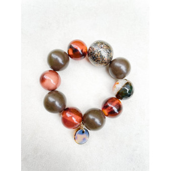 Bracelet GALAXY Marron taupe orange - Francine BRAMLI Paris