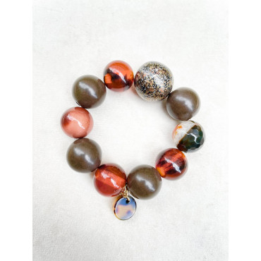 Bracelet GALAXY Marron taupe orange - Francine BRAMLI Paris
