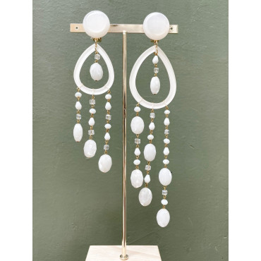 FLORETTE Asymétrique blanc& cristal - Francine BRAMLI Paris