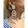 FLORETTE Asymétrique blanc& cristal - Francine BRAMLI Paris