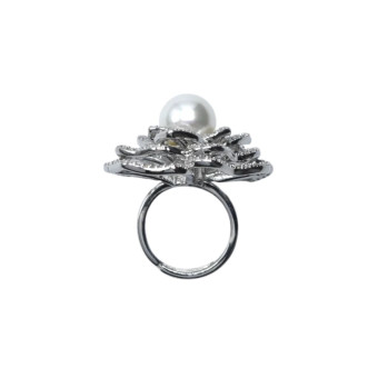 Bague ELEONORA rhodiée, Perle nacrée - Francine BRAMLI Paris