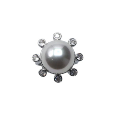 Bague SALOME rhodiée, Perle nacrée - Francine BRAMLI Paris