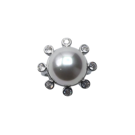 Bague SALOME rhodiée, Perle nacrée - Francine BRAMLI Paris