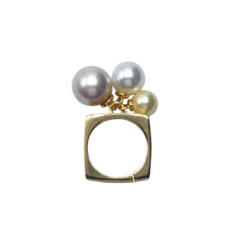 Bague LEIA dorée, Perles nacrées - Francine BRAMLI Paris