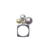Bague LEIA rhodiée, Perles nacrées - Francine BRAMLI Paris