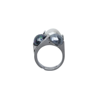 Bague CORDELLIA rhodiée, Perles nacrées - Francine BRAMLI Paris