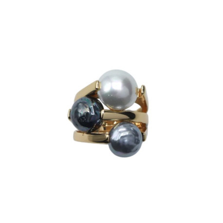 Bague CORDELLIA dorée, Perles nacrées - Francine BRAMLI Paris