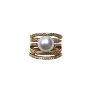 Bague ALIENOR dorée, Perle nacrée - Francine BRAMLI Paris