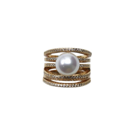 Bague ALIENOR dorée, Perle nacrée - Francine BRAMLI Paris