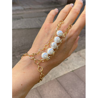 Bijou de MAIN 5 Perles Majorica - Francine BRAMLI Paris