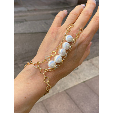 Bijou de MAIN 5 Perles Majorica - Francine BRAMLI Paris