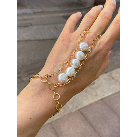 Bijou de MAIN 5 Perles Majorica - Francine BRAMLI Paris