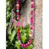 Sautoir PAPILLON rose vert - Francine BRAMLI Paris Collier