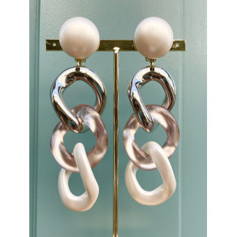 KARINA Maillons argent, gris, nacré - Francine BRAMLI Paris