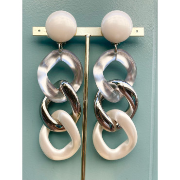 KARINA Maillons gris, argent, nacré - Francine BRAMLI Paris