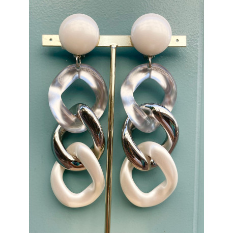 KARINA Maillons gris, argent, nacré - Francine BRAMLI Paris