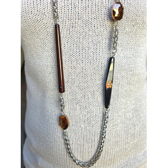 Sautoir GLOWY marron - Francine BRAMLI Paris