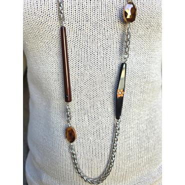 Sautoir GLOWY marron - Francine BRAMLI Paris