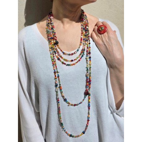 Collier FRANCINE Multicolore 5 rangs - FRANCINE BRAMLI Paris sautoir