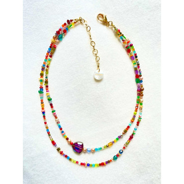 Collier FRANCINE Multicolore 2 rangs - Francine BRAMLI Paris