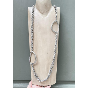 Sautoir ULYSSE métal argenté - Francine BRAMLI Paris collier
