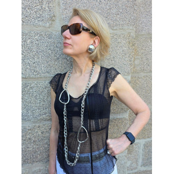 Sautoir ULYSSE métal argenté - Francine BRAMLI Paris collier