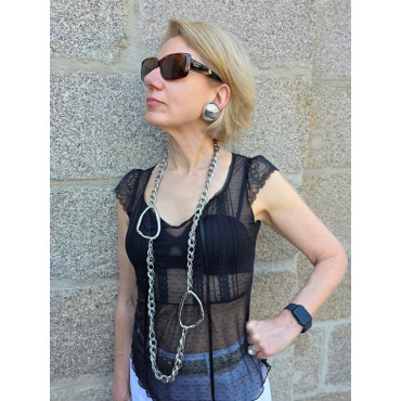 Sautoir ULYSSE métal argenté - Francine BRAMLI Paris collier