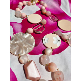 Sautoir MANDALA rose - Francine BRAMLI Paris collier