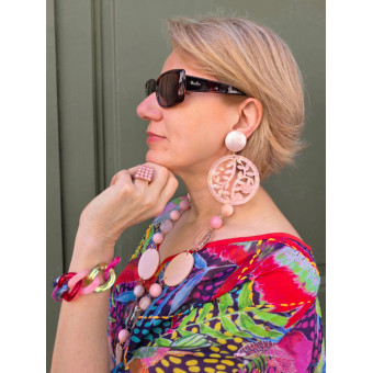 Sautoir MANDALA rose - Francine BRAMLI Paris collier