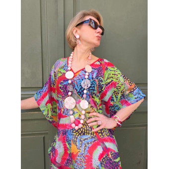 Sautoir MANDALA rose - Francine BRAMLI Paris collier