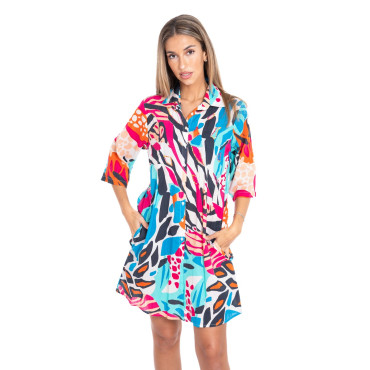 Chemise Robe NOIR/ROSE/BLEU - SIGNES GRIMALT