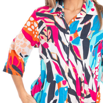 Chemise Robe NOIR/ROSE/BLEU - SIGNES GRIMALT