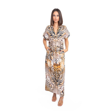 Longue Robe BLANCHE/MARRON - SIGNES GRIMALT