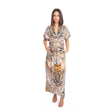 Longue Robe BLANCHE/MARRON - SIGNES GRIMALT