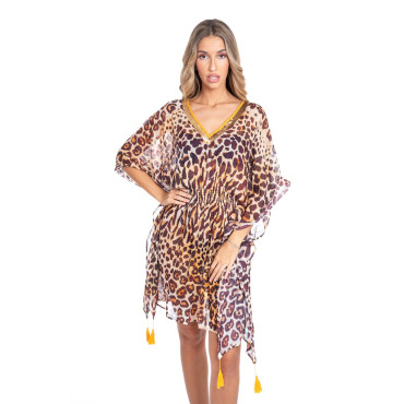 Kaftan BLANC/MARRON - SIGNES GRIMALT