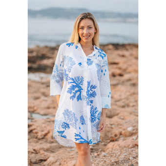 Chemise Robe BLANCHE/BLEU - SIGNES GRIMALT