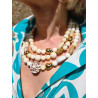 Collier COQUILLAGES 3 rangs Ivoire Dor - Francine BRAMLI Paris
