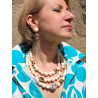 Collier COQUILLAGES 3 rangs Ivoire Dor - Francine BRAMLI Paris