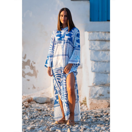 Longue Robe BLANCHE/BLEU - SIGNES GRIMALT