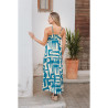 Longue Robe BLEU/BEIGE - ISLA BONITA