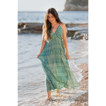 Longue Robe VERTE/BLANCHE - ISLA BONITA
