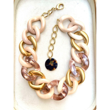 Collier FREDDY Maillons beige/doré - Francine BRAMLI Paris