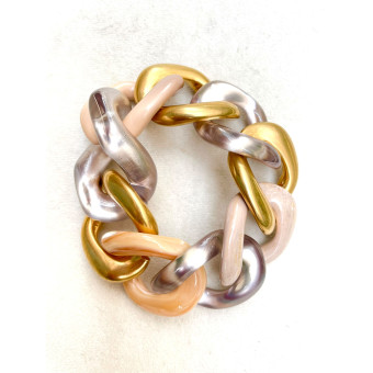Bracelet TONY Maillons Beige/gris/doré - Francine BRAMLI Paris