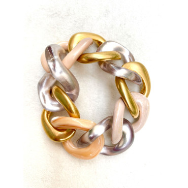Bracelet TONY Maillons Beige/gris/doré - Francine BRAMLI Paris